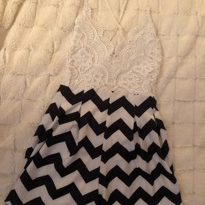 Black and white stripped romper